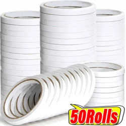 50/1Rolls Double Sided Tape Ultra-thin White Strong Sticky Tapes Stickers Super Adhesive Tape Strips for Home Office Supplies