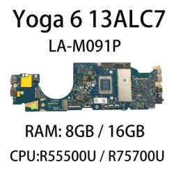 Laptop Motherboard For Lenovo Yoga 6 13ALC7 LA-M091P With CPU:R5-5500U R7-5700U RAM:8G/16G FRU:5B21E74605 5B21E74603 5B21E74599