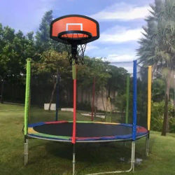 Trampoline Basketball Hoop Outdoor Sports Trampoline Attachment Basketball Backboard for Game Playing Curved Pole Dunking Indoor