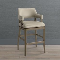 Martino Swivel Bar & Counter Stool - 30" Bar Height, Sable Bar Stool, Driftwood Linen Parks Performance - Frontgate