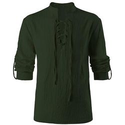 Medievale Rinascimento 17° secolo Blusa / Camicia Costume Cosplay Cavaliere Celtico Elfico Coulisse Tinta unica Costume Per uomo Costumi da pirata Fantasia Halloween Mascherata Casual Quotidiano