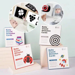 Cartes de Vision pour bébé à contraste élevé, carte Flash de Stimulation visuelle en noir et blanc,