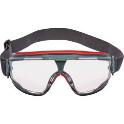 3M GG501SGAF GoggleGear 500Series Safety Goggles, AntiFog, Red/Black Frame, Clear Lens,10/Ctn