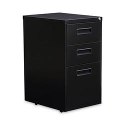 Alera PABBFBL Three-Drawer Metal Pedestal File, 14.96w x 19.29d x 27.75h, Black ALEPABBFBL
