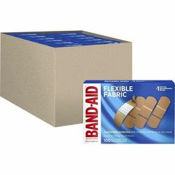 Band Aid 4444CT Flexible Fabric Adhesive Bandages, 1", 1200/Carton, 100 Per Box, Beige, Fabric - Case of 12 JOJ4444CT