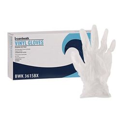 Boardwalk 361SBX Exam Vinyl Gloves, Powder/Latex-Free, 3 3/5 mil, Clear, Small, 100/Box - Box of 100 BWK361SBX