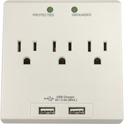 Compucessory 25674 Wall Charger Station - 3 x AC, 2 x USB - 2.40 A
