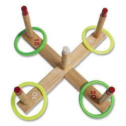 Champion QS1 Ring Toss Set, Plastic/Wood, Assorted Colors, 4 Rings/5 Pegs/Set - 1 Set CSIQS1