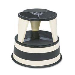 Cramer Industries Inc. 1001-19 Kik-Step Steel Step Stool, 2-Step, 350 lb Capacity, 16" dia. x 14.25h, Sand CRA100119
