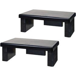 Data Accessories Corp 02160 Stax MP-107 Monitor Riser Stand - 66 lb Load Capacity - 4.8", x 13" x 10.5" Depth - Recycled Plastic - Black - Pack of 2 D