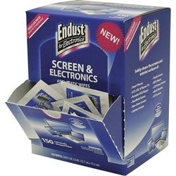 Endust 14316 Electronic Screen Wipes, Anti-Static, 5"Wx6"L, 150/Pk, Blue - Pack of 150 NRZ14316