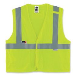 Ergodyne 21493 GloWear 8260FRHL Class 2 FR Safety Hook and Loop Vest, Modacrylic/Kevlar, Small/Medium, Lime, Ships in 1-3 Business Days
