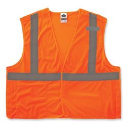 Ergodyne 24555 GloWear 8215BA-S Single Size Class 2 Economy Breakaway Mesh Vest, Polyester, X-Large, Orange, Ships in 1-3 Business Days EGO24555