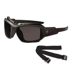 Ergodyne 56035 Skullerz LOKI Anti-Scratch/Anti-Fog Convert Safety Spoggles, Strap, Matte Black Frame,Smoke Poly Lens, Ships in 1-3 Bus Days