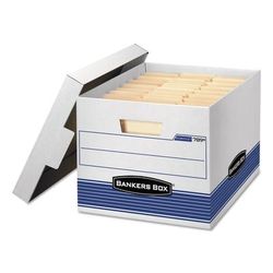 Fellowes 0078907 STOR/FILE Medium-Duty Letter/Legal Storage Boxes, Letter/Legal Files, 12.75" x 16.5" x 10.5", White/Blue, 4/Carton - Carton of 4 Boxe