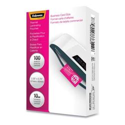 Fellowes 52058 Laminating Pouches, 10 mil, 3.75" x 2.25", Gloss Clear, 100/Pack - Pack of 100
