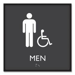Headline® Sign 66915 ADA Sign, Men Accessible, Plastic, 8 x 8, Clear/White USS66915
