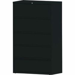 Lorell 43517 Lateral File, RCD, 5-Drawer, 42" x 18-5/8" x 68-3/4", Black LLR43517