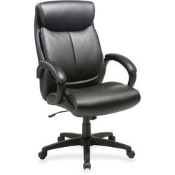 Lorell 59497 High Back Leather Chair, 28" x 31-3/4" x 45-1/2". Black LLR59497