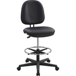 Lorell 62627 Pu Back Contoured Stool, 24-1/4"X25-3/4"X50-1/4" , Bk LLR62627