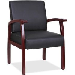 Lorell 68556 Guest Chair, 24" x 25" x 35-35-1/2", Black Leather LLR68556