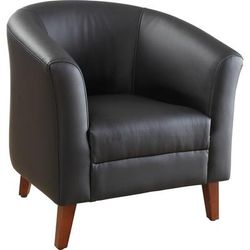 Lorell 82098 Leather Club Chair, Barrel Shape, Leather, 31-1/2" x 28-3/4" x 30-3/4", Black LLR82098