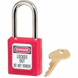 Master Lock Company 410RED Safety Keyed Padlock, 1/4"D x 1.5" Tall Shackle, Red