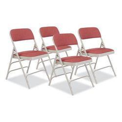National Public Seating 2308 2300 Series Fabric Upholstered Tri-Brace Folding Chair,Supports 500lb,Cabernet Seat/Back,Gray Base,4/CT - Case of 4 NPS23