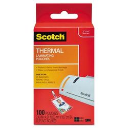 Scotch™ TP5852100 Laminating Pouches, 5 mil, 2.25" x 4.25", Gloss Clear, 100/Pack - Pack of 100