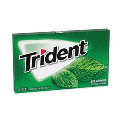 Trident® 30400008 Sugar-Free Gum, Spearmint, 14 Pieces/Pack, 12 Packs/Box