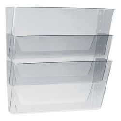 Storex 70229U06C Wall File, Legal 16 x 14, Three Pocket, Clear - Pack of 3 STX70229U06C