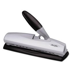 Swingline 74030 20-Sheet LightTouch Desktop Two-to-Seven-Hole Punch, 9/32" Holes, Silver/Black