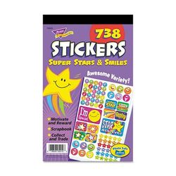 Trend Enterprises T5010 Sticker Assortment Pack, Super Stars and Smiles, 738 Stickers/Pad - 1 Pad TEPT5010