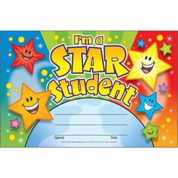 Trend Enterprises T81019 Recognition Awards, I'm a Star Student, 8.5w by 5.5h, 30/Pack - Pack of 30 TEPT81019
