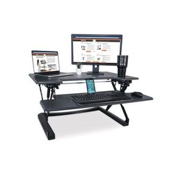 Victor DCX760G High Rise Height Adjustable Standing Desk with Keyboard Tray, 36w x 31.25d x 20h, Gray/Black VCTDCX760G
