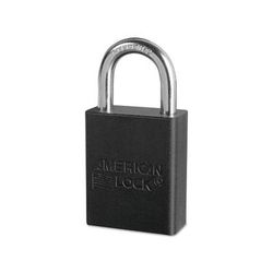 American Lock Solid Aluminum Padlocks, 1/4 in Dia, 1 in L X 3/4 in W, Black (045-A1105BLK)
