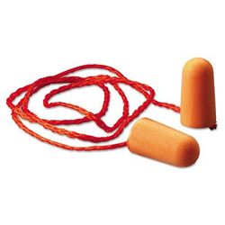 3MTM Foam Single-Use Earplugs, Corded, 29NRR, Orange, 100 Pairs (MMM1110) (142-1110)