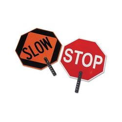 Cortina Safety Paddle, Silk-Screened Plastic, 9" Hndl, STOP/SLOW, Red/White/Orange/Blk (831-03-851)