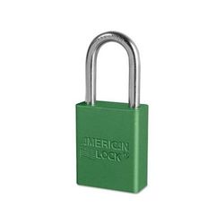 Master Lock Solid Aluminum Padlock, 1/4 in dia, 1-1/2 in L x 3/4 in W, Green (045-A1106GRN)