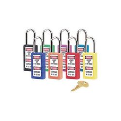 Master Lock Zenex Thermoplastic Safety Lockout Padlock, 411, 1-1/2 W x 3 H Body, 1-1/2 in H Shackle, KD, Yellow (470-411YLW)