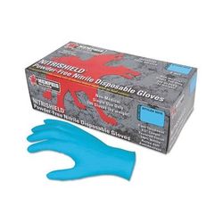 MCR Safety Nitrile Disposable Gloves, NitriShield, Rolled Cuff, Unlined, Medium, Blue, 4 mil Thick, Powder Free (127-6015M)