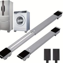 TEMU 2pcs Heavy Duty Metal Appliance Slides, Adjustable Roller Furniture Mover For Refrigerator, Washing Machine, Dryer, Dishwasher - White