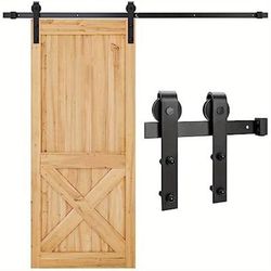 TEMU 6.6ft Sliding Barn Door Kit - Hardware Track Set With 200cm Sliding Door Track For Home Bedroom Kitchen