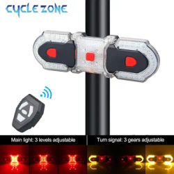 Bicycle Turn Signal Light Wireless Remote Control Rear Lamp USB Rechargeable Night Safety Warning Taillight Cycling Accessories