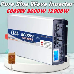 Inverter 12V 24V 48V 60V To AC110V220V 6000W 8000W 12000W Pure Sine Wave Inverter Solar Car Charger Power Supply for Home And RV