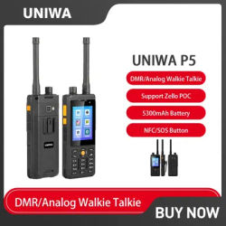 UNIWA P5 DMR/Analog 4G POC Zello Walkie Talkie Smartphone Android 1GB+8GB UHF 400-480mhz 5300mAh 5MP Rugged Mobile Phone SOS NFC