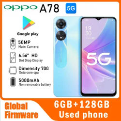 OPPO A78 5G Smartphone Global firmware MTK Dimensity 700 RAM 8GB ROM 256GB 6.56" Main camera 50MP 5000mAh battery
