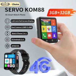 SERVO KOM88 4G Mini Smart Watch Phone Android 11.0 3GB+32GB GPS 2.64" HD Screen Play Store 4G Cellular Network Little Smartphone