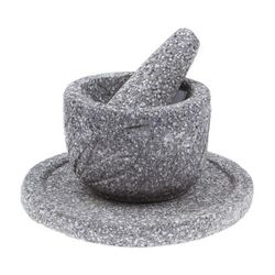 'Hand-Carved Basalt Stone Salsa Bowl and Serving Plate Set'