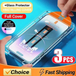 3Pcs Oleophobic Coating Dust Free Easy Installation Screen Protector For iPhone 14 11 13 12 15 Pro